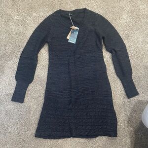 Prana Long Sleeve Textured Dress - Black/ charcoal